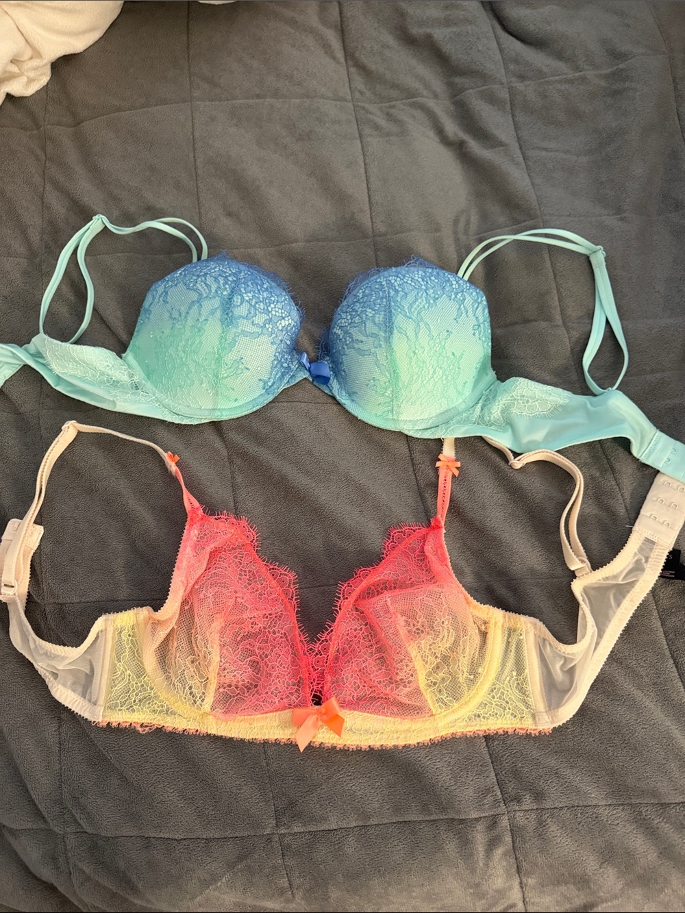 Victoria's Secret Gradient Lace Push-Up Bra & unlined lace bra 34B